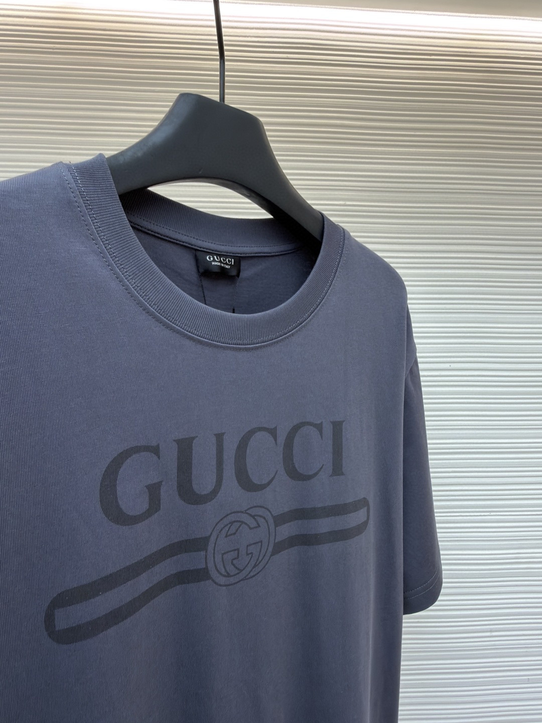 GUCCI 古驰 互扣织带圆领短袖T恤 夏季 深灰色 A0 864625-XJH02