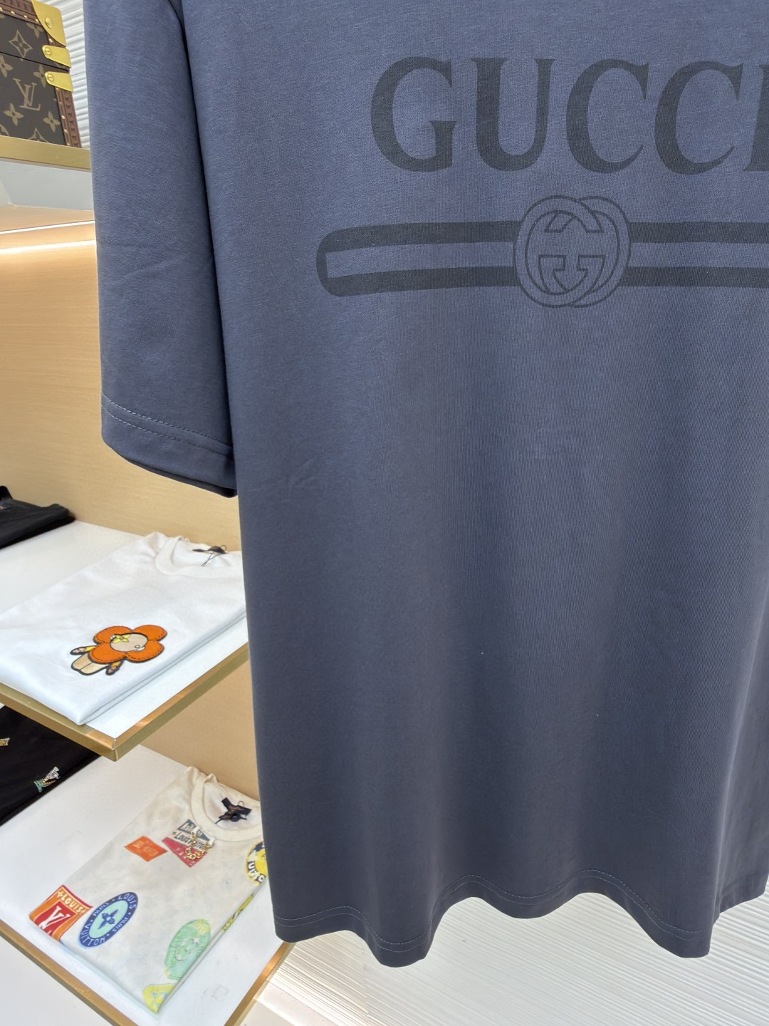 GUCCI 古驰 互扣织带圆领短袖T恤 夏季 深灰色 A0 864625-XJH02