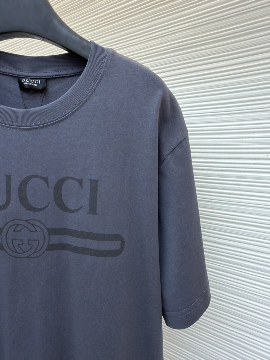 GUCCI 古驰 互扣织带圆领短袖T恤 夏季 深灰色 A0 864625-XJH02