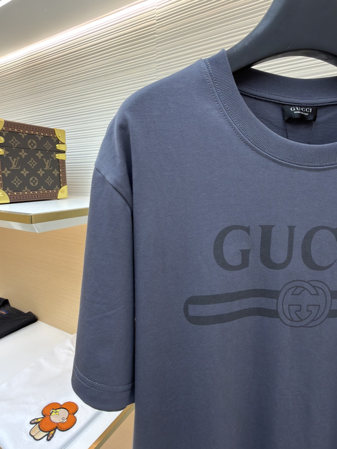 GUCCI 古驰 互扣织带圆领短袖T恤 夏季 深灰色 A0 864625-XJH02