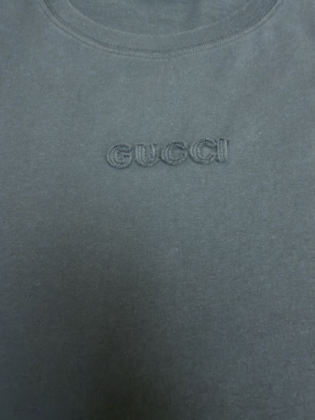 GUCCI 古驰 标识刺绣圆领短袖T恤 夏季 深灰色 绿色 A0 798115-XJG54-1168