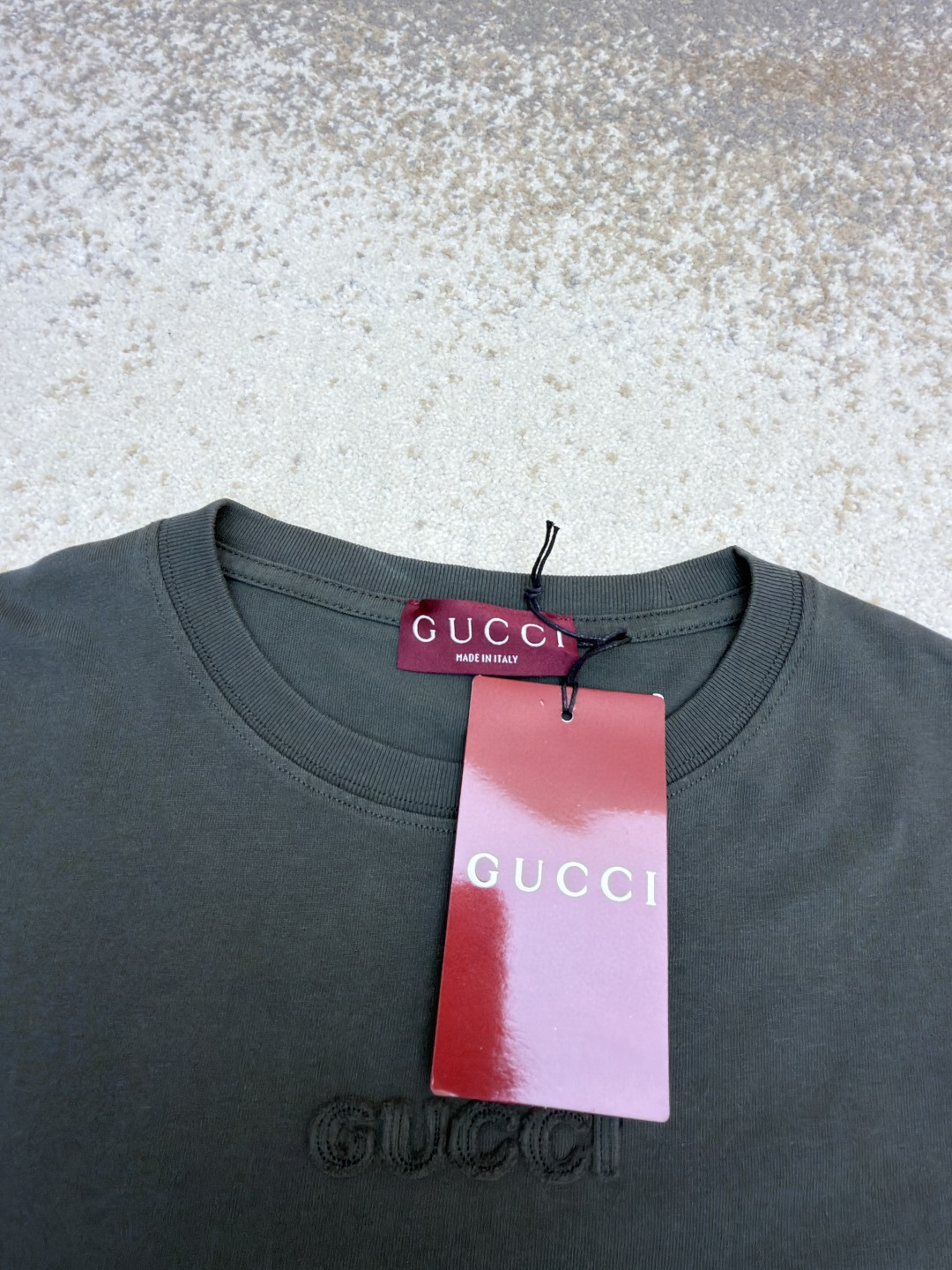 GUCCI 古驰 标识刺绣圆领短袖T恤 夏季 深灰色 绿色 A0 798115-XJG54-1168