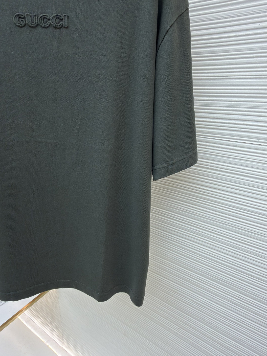GUCCI 古驰 标识刺绣圆领短袖T恤 夏季 深灰色 绿色 A0 798115-XJG54-1168