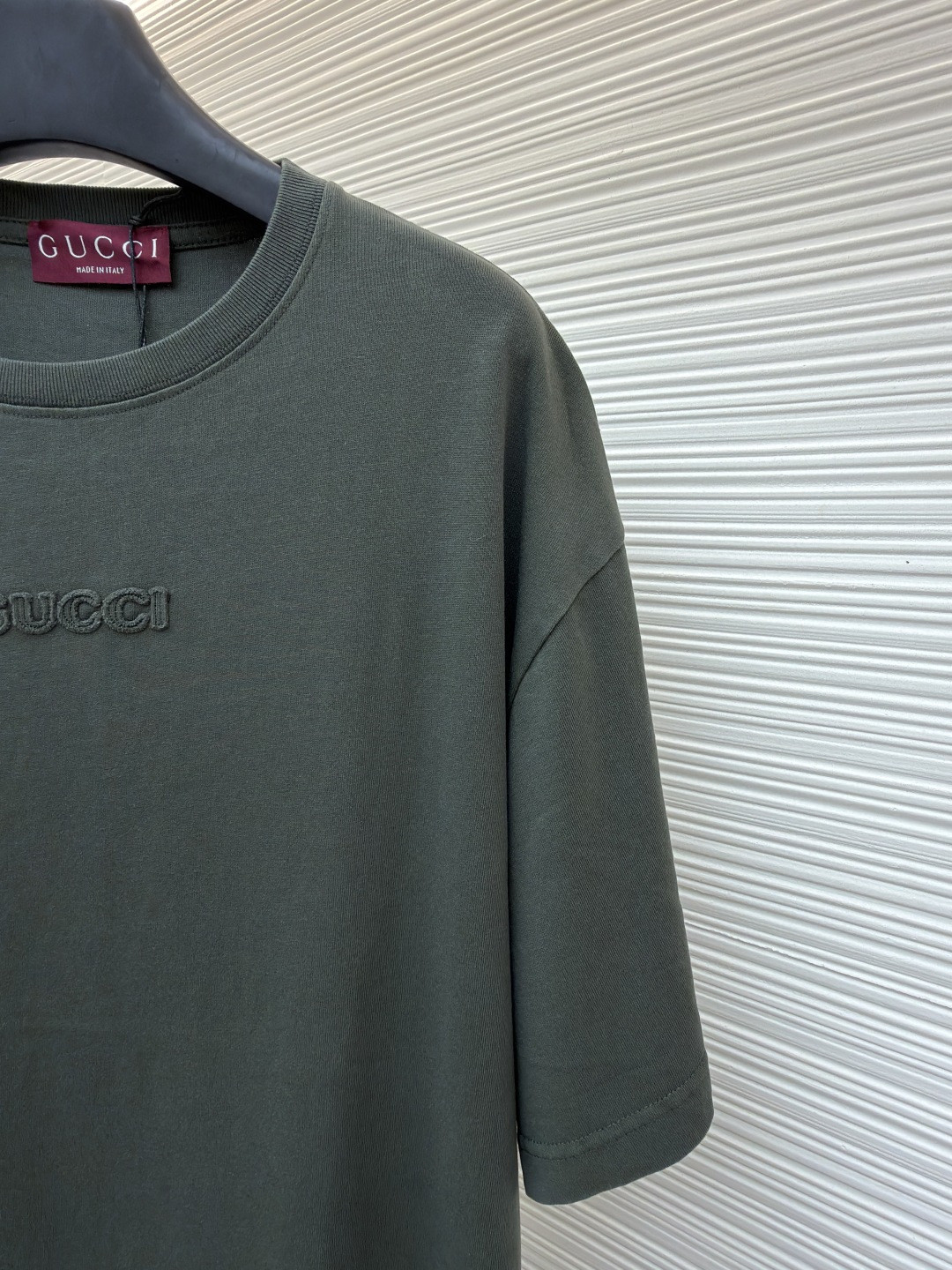GUCCI 古驰 标识刺绣圆领短袖T恤 夏季 深灰色 绿色 A0 798115-XJG54-1168