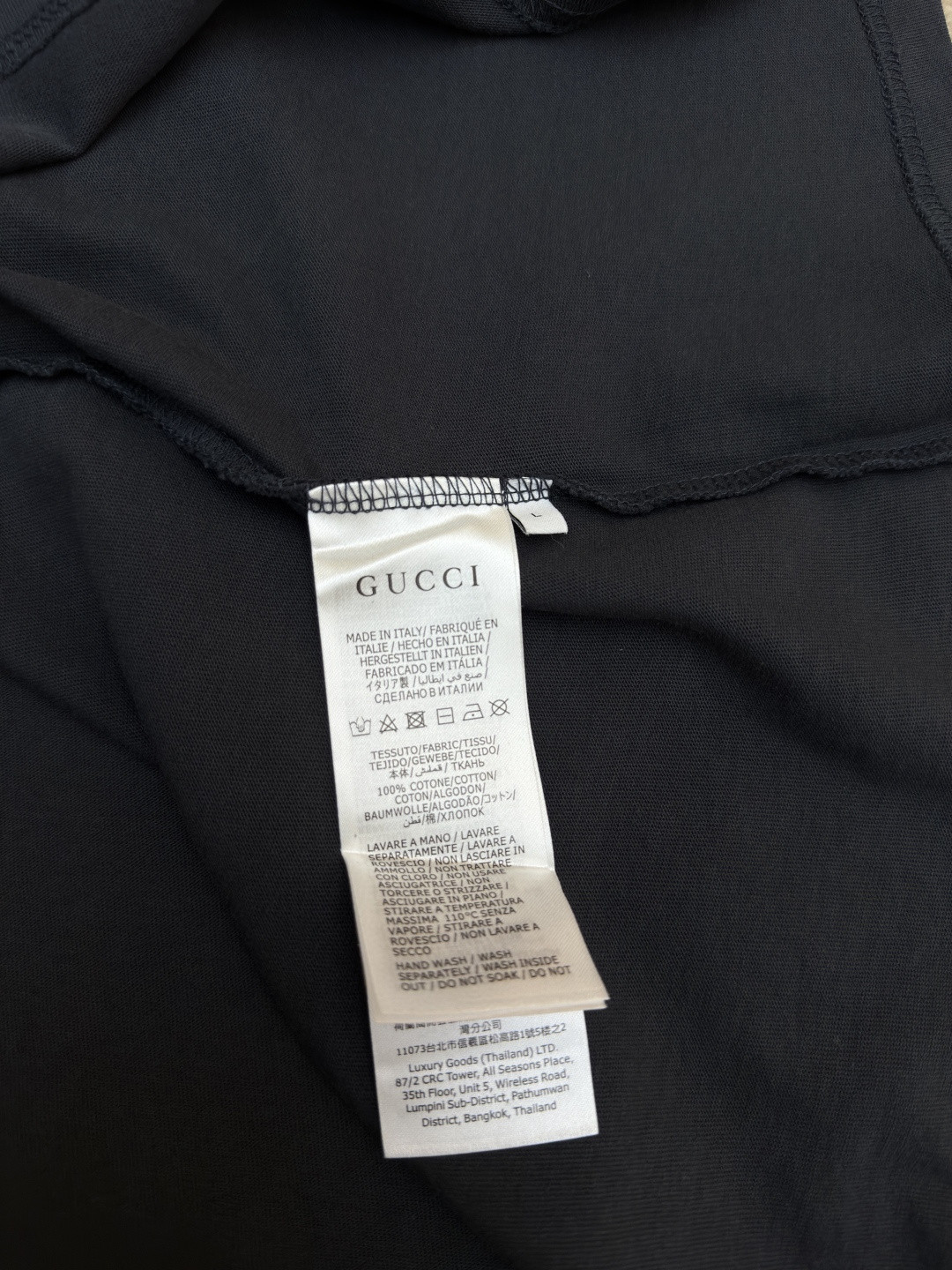GUCCI 古驰 标识刺绣圆领短袖T恤 夏季 深灰色 绿色 A0 798115-XJG54-1168