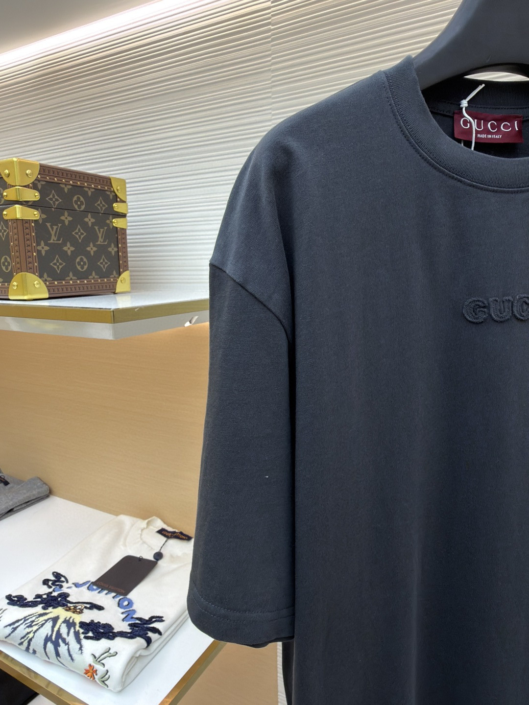 GUCCI 古驰 标识刺绣圆领短袖T恤 夏季 深灰色 绿色 A0 798115-XJG54-1168