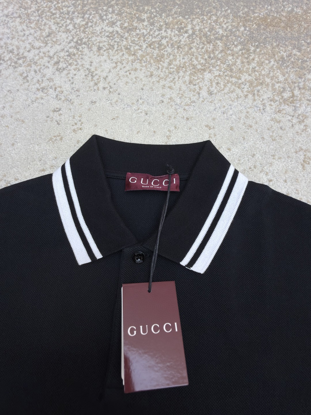 GUCCI 古驰 口袋双G针织POLO衫 T恤 夏季 短袖 蓝色 黑色 A2 795174XJG164003