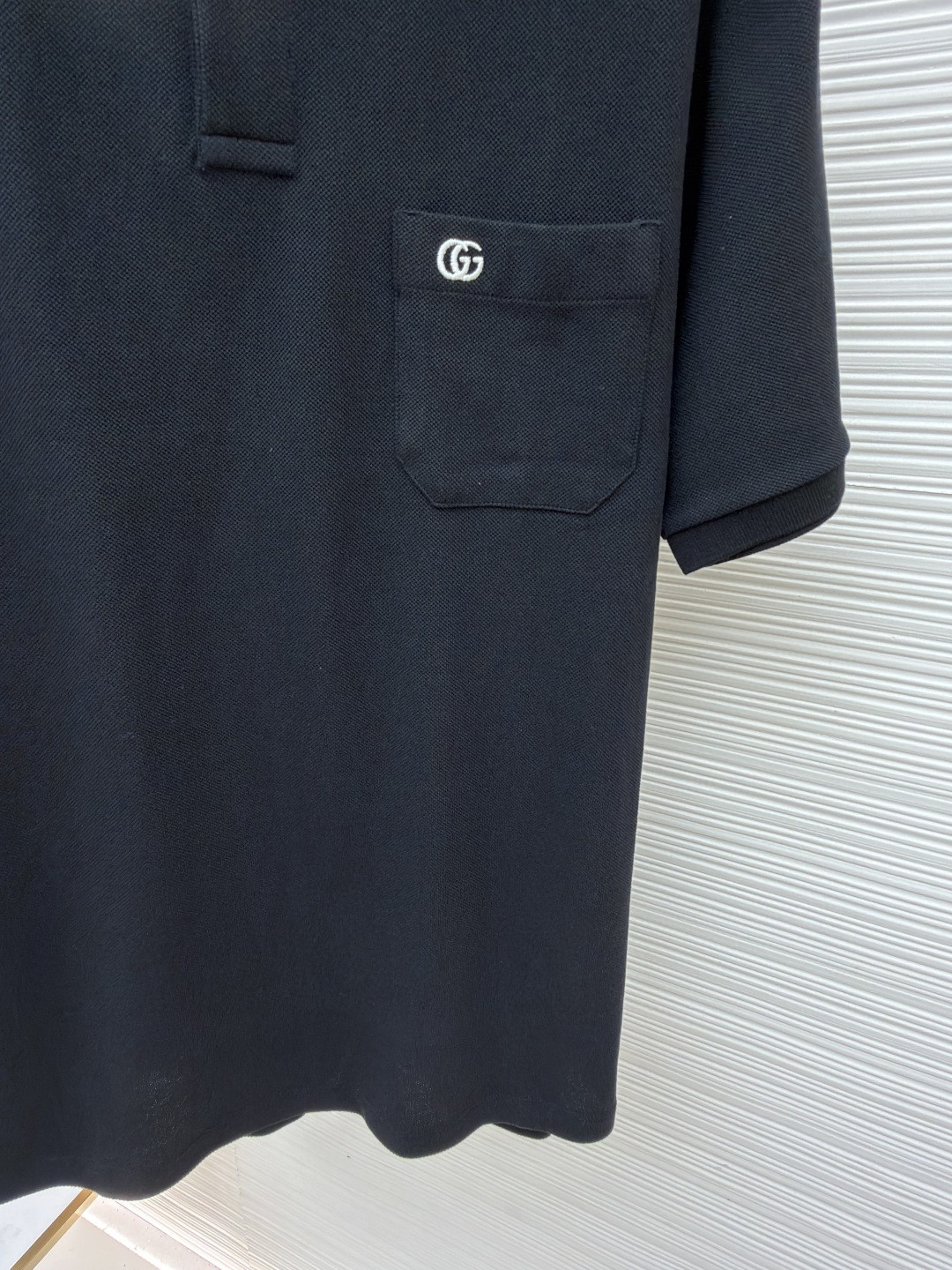 GUCCI 古驰 口袋双G针织POLO衫 T恤 夏季 短袖 蓝色 黑色 A2 795174XJG164003