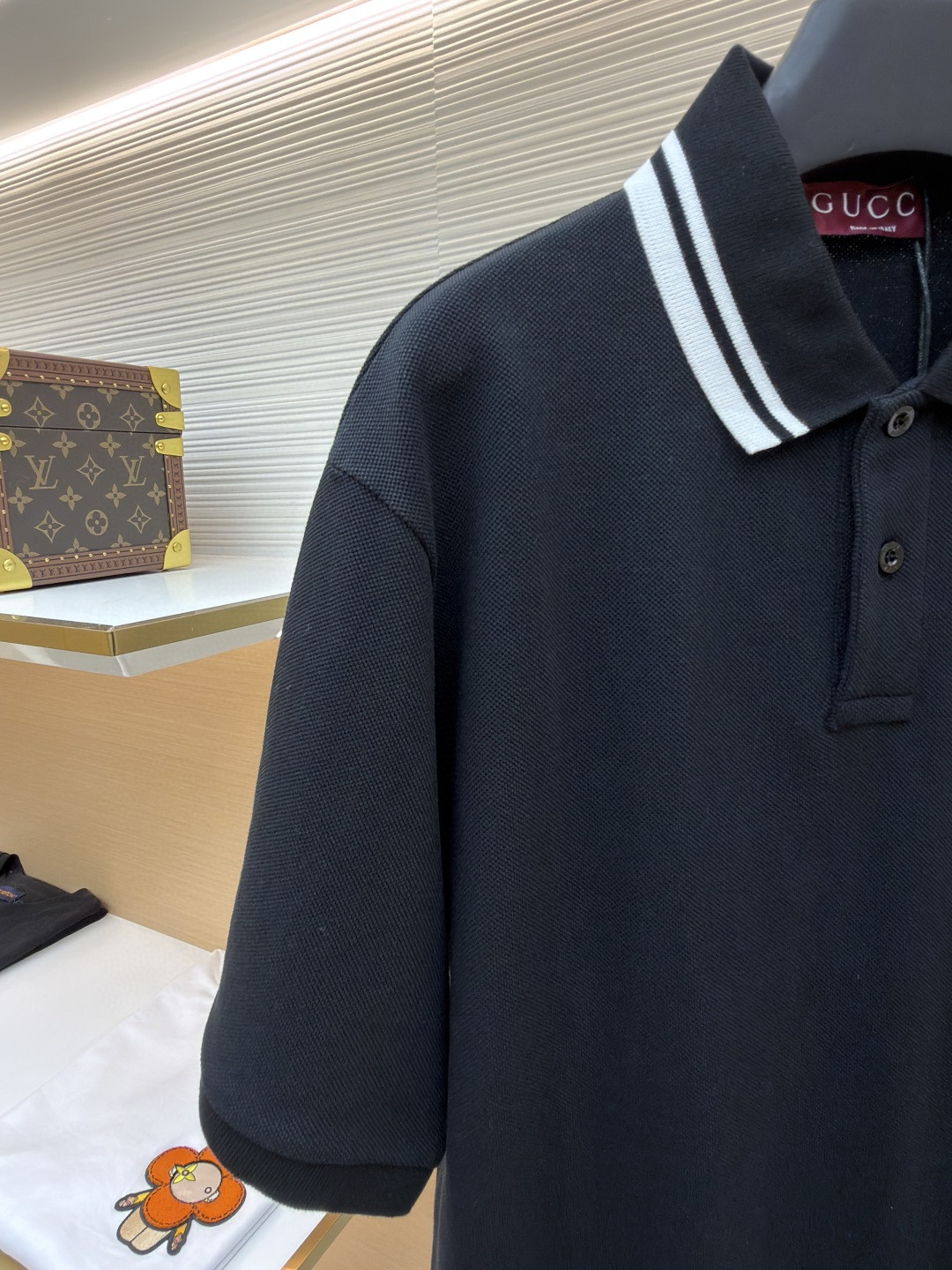 GUCCI 古驰 口袋双G针织POLO衫 T恤 夏季 短袖 蓝色 黑色 A2 795174XJG164003