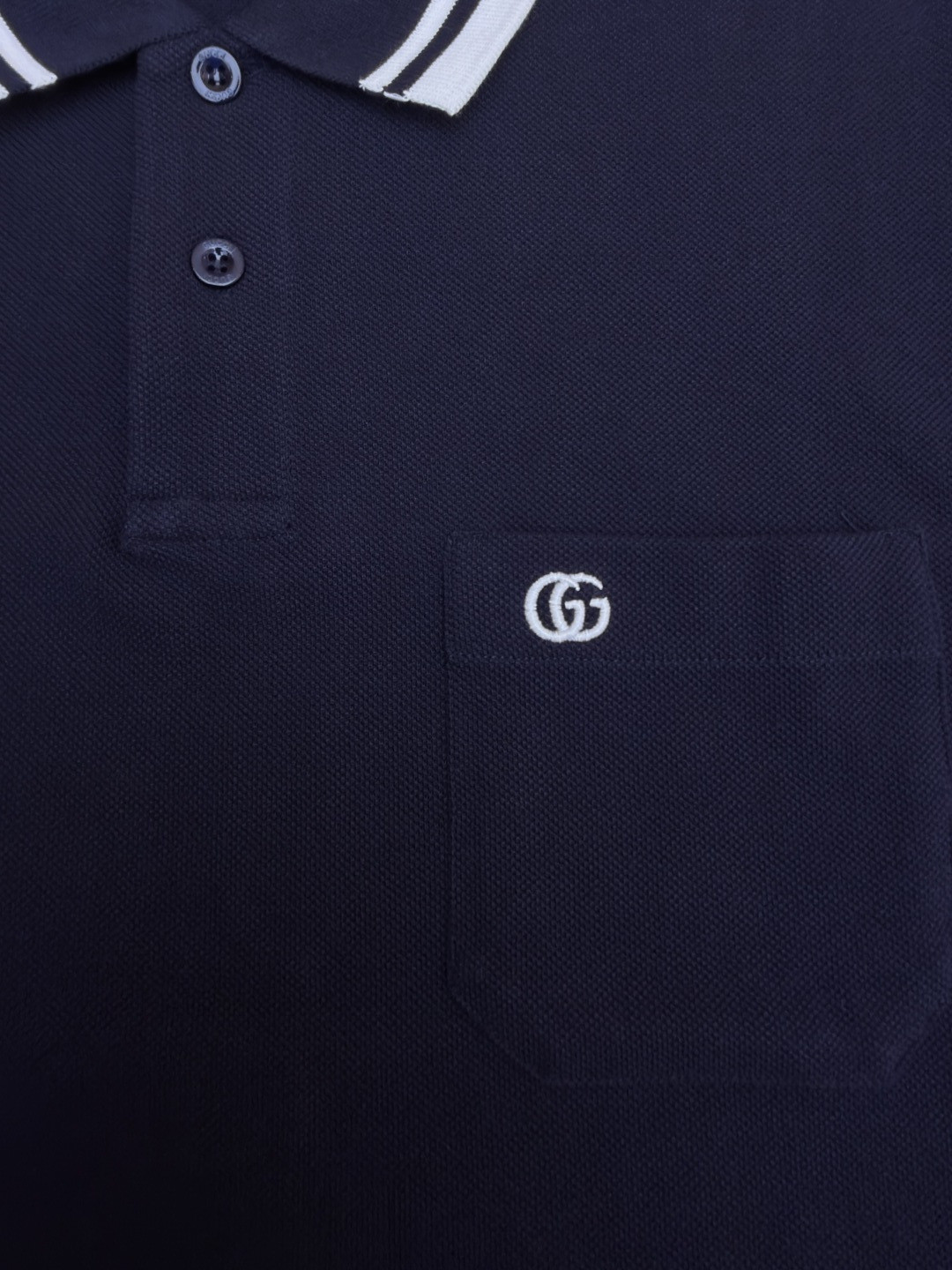 GUCCI 古驰 口袋双G针织POLO衫 T恤 夏季 短袖 蓝色 黑色 A2 795174XJG164003