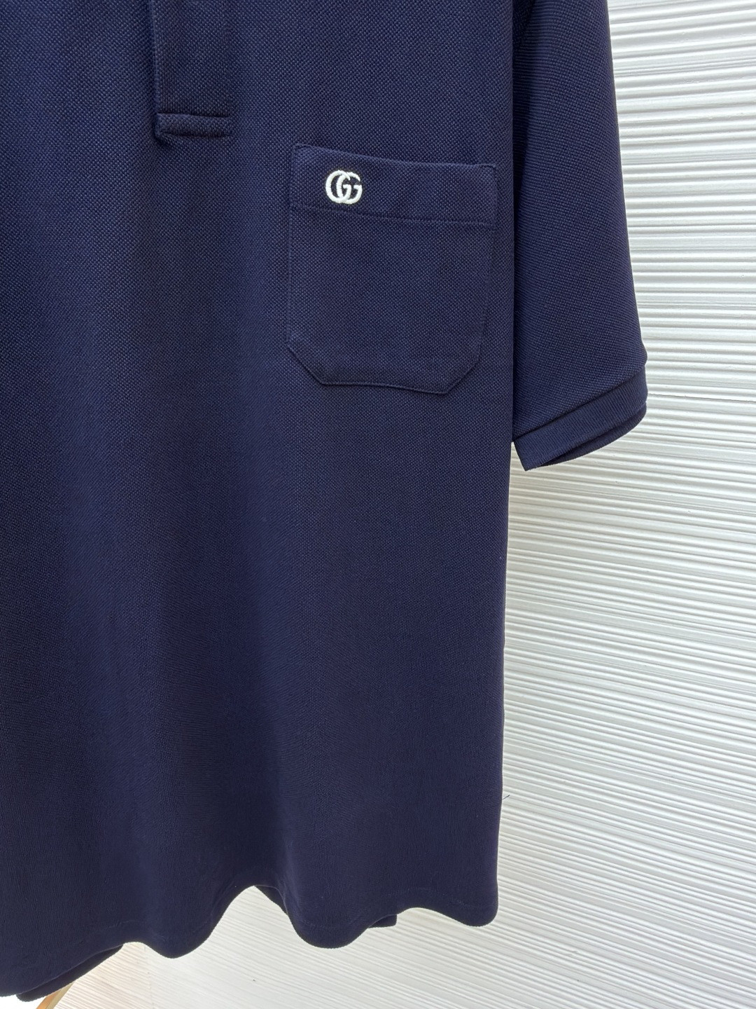 GUCCI 古驰 口袋双G针织POLO衫 T恤 夏季 短袖 蓝色 黑色 A2 795174XJG164003