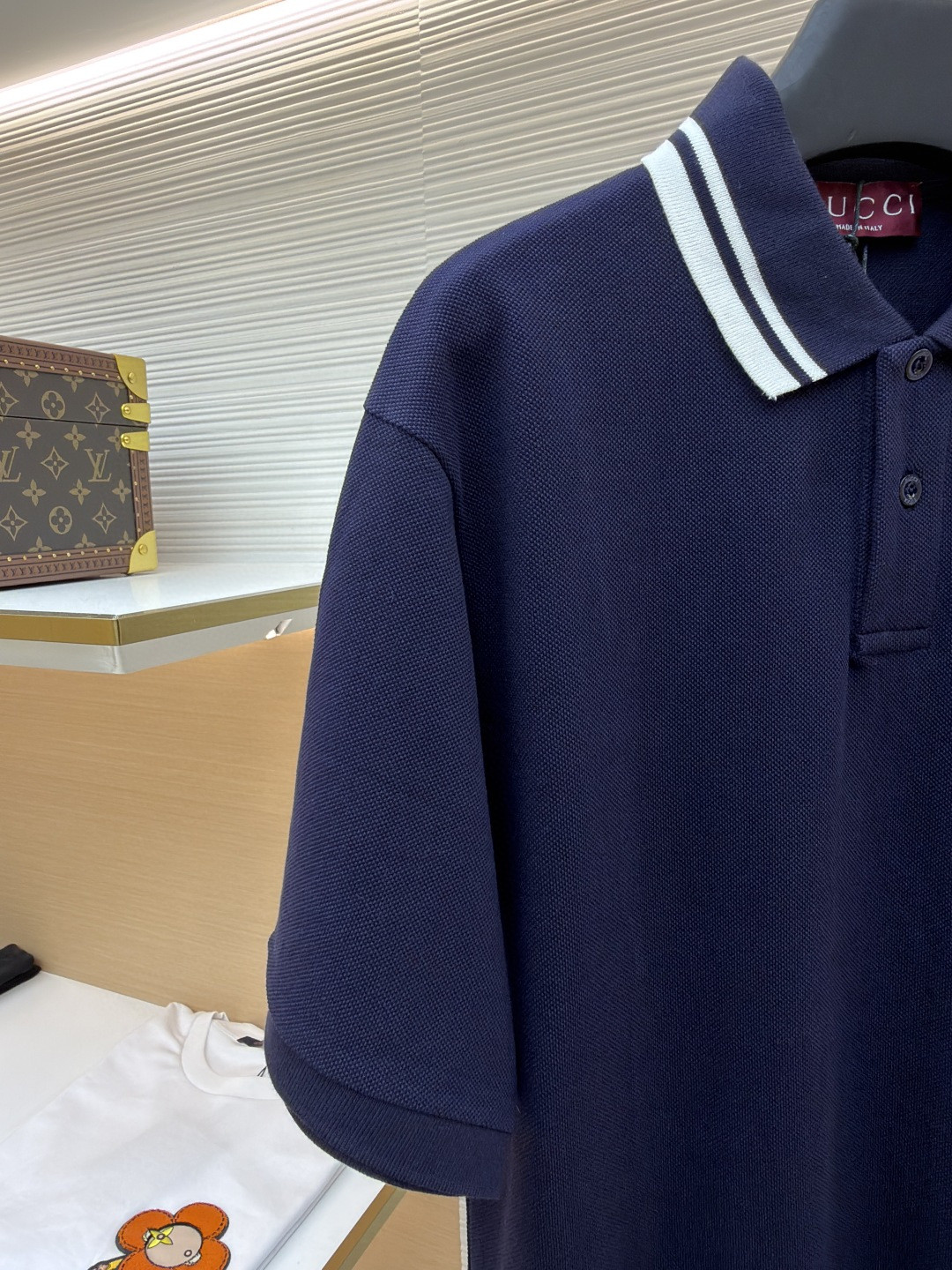 GUCCI 古驰 口袋双G针织POLO衫 T恤 夏季 短袖 蓝色 黑色 A2 795174XJG164003