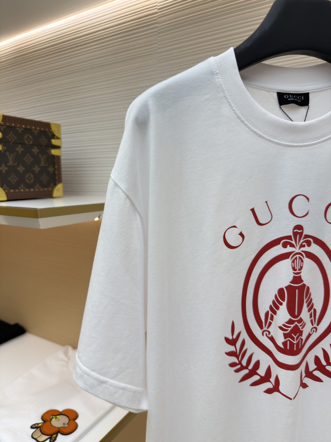 GUCCI 古驰 红盔甲圆领短袖 T恤 夏款 白色 A0 865015XJH1Q