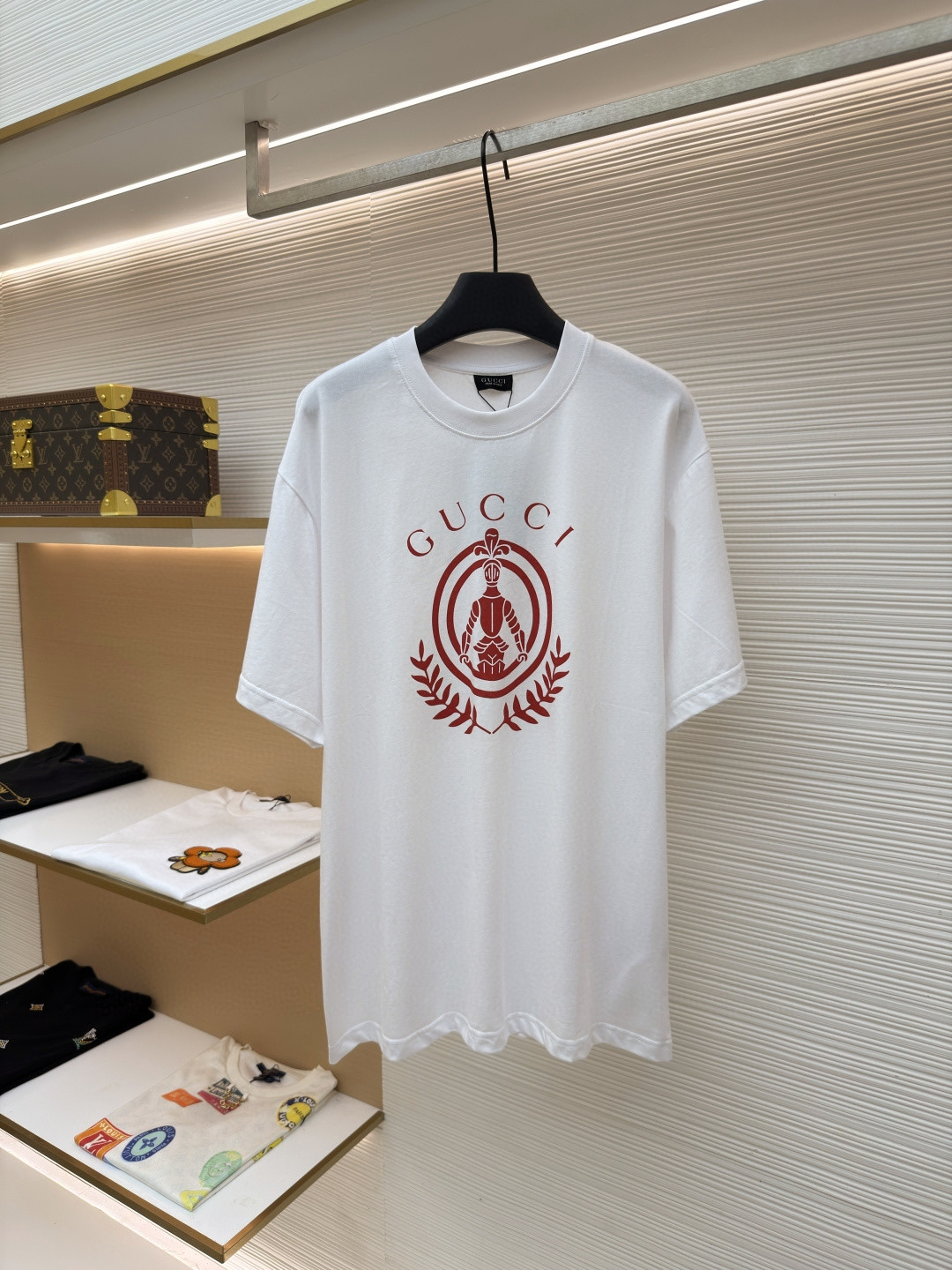 GUCCI 古驰 红盔甲圆领短袖 T恤 夏款 白色 A0 865015XJH1Q