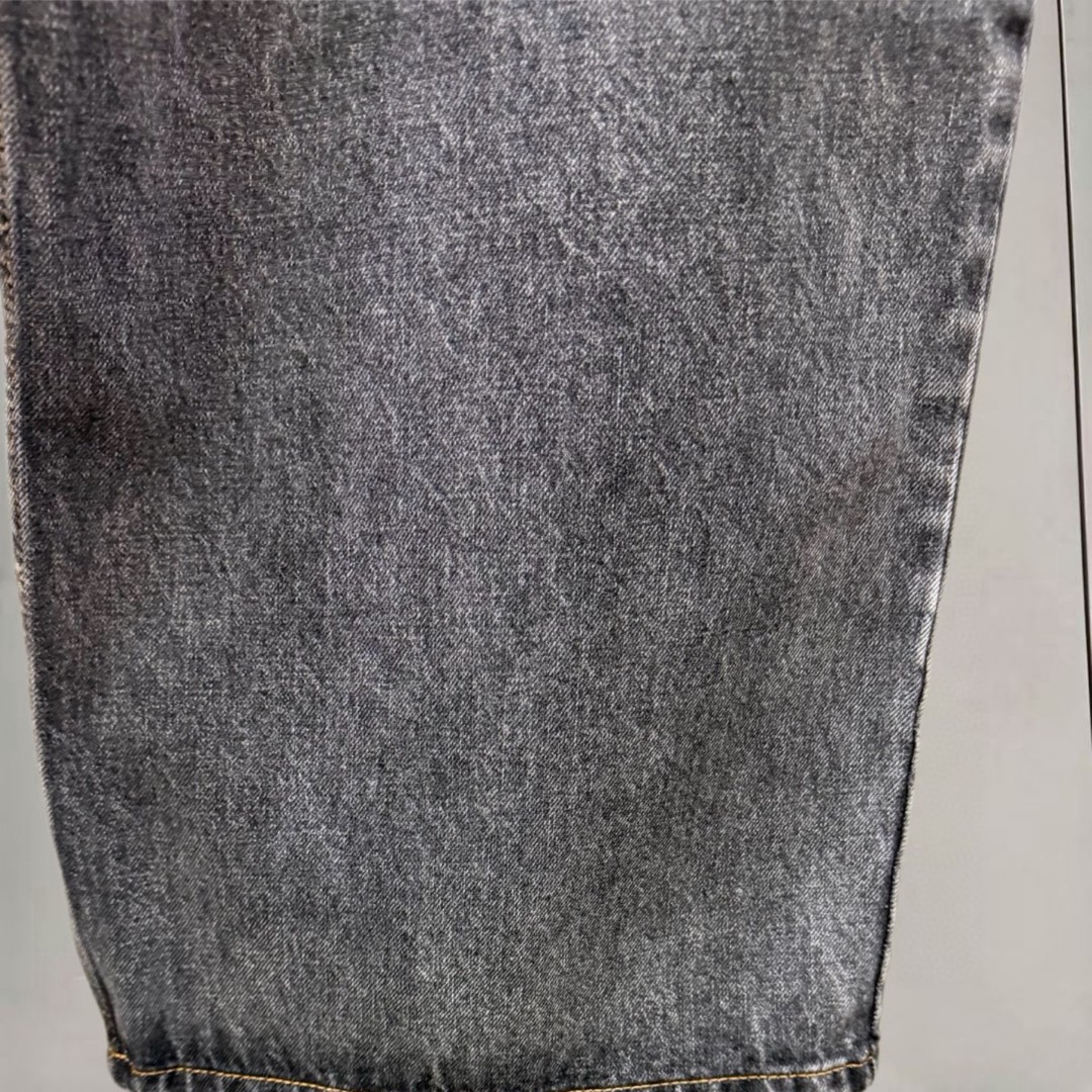 Balenciaga 巴黎世家 水洗植绒logo阔腿牛仔裤 长裤 裤子 碳灰色 C0 872163TUW561441