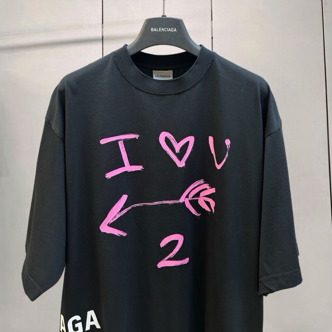Balenciaga 巴黎世家 七夕箭头印花圆领短袖 T恤 圆领 夏季 黑色 A0