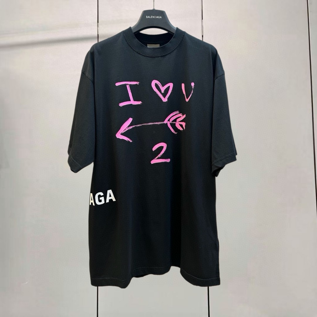 Balenciaga 巴黎世家 七夕箭头印花圆领短袖 T恤 圆领 夏季 黑色 A0