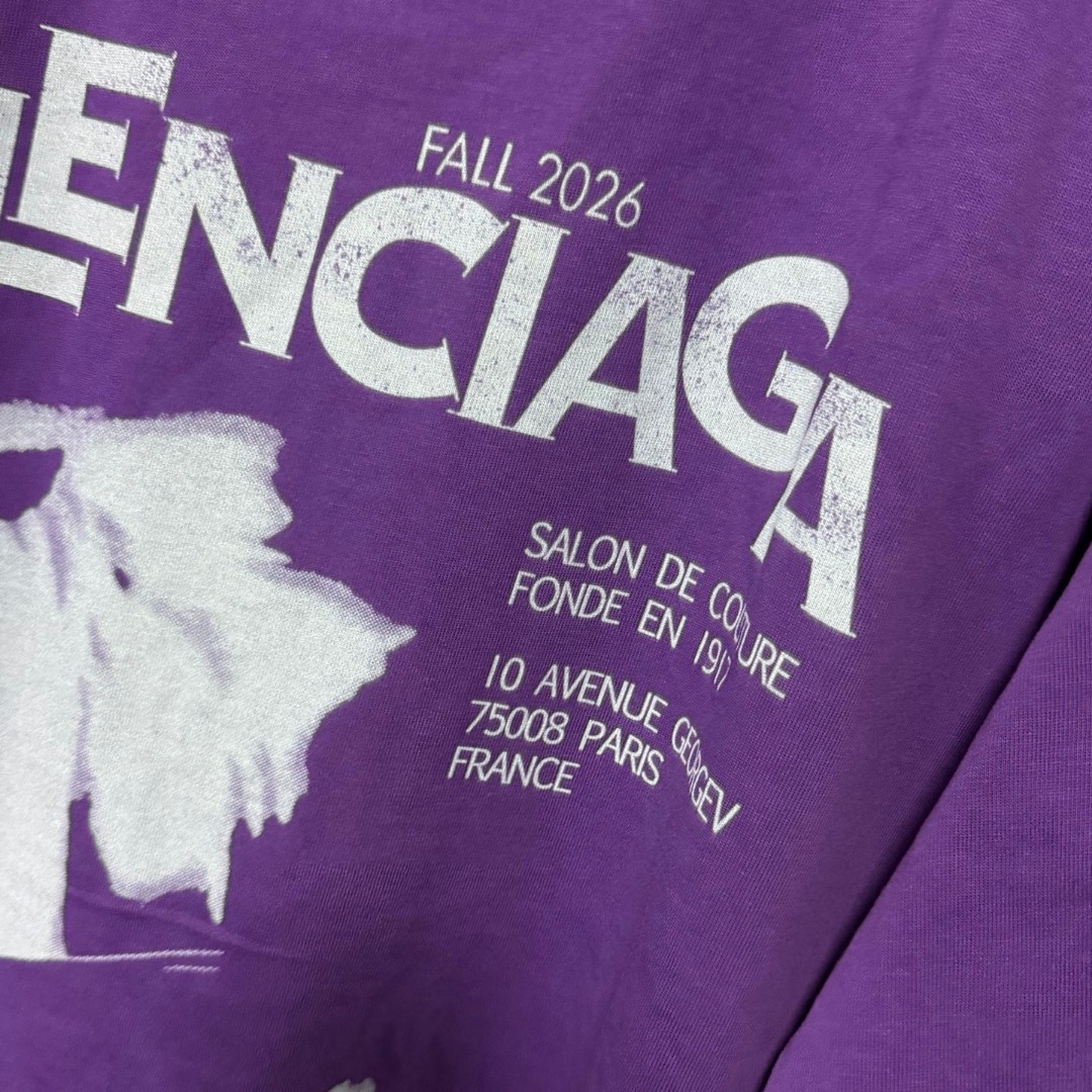 Balenciaga 巴黎世家 人像印花圆领短袖 T恤 圆领 夏季 黑色 紫色 A0 871733TUVO55100
