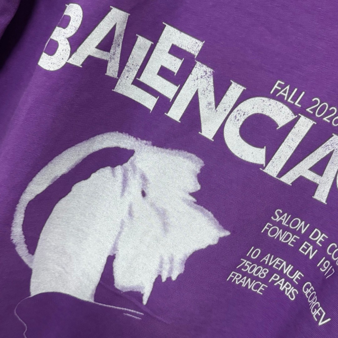 Balenciaga 巴黎世家 人像印花圆领短袖 T恤 圆领 夏季 黑色 紫色 A0 871733TUVO55100