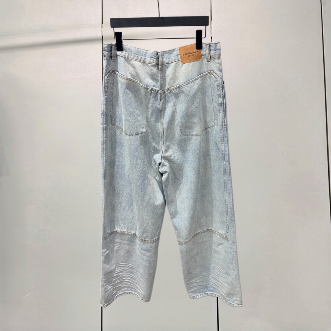 Balenciaga 巴黎世家 割破工艺脏脏牛仔裤 长裤 裤子 蓝色 B0 