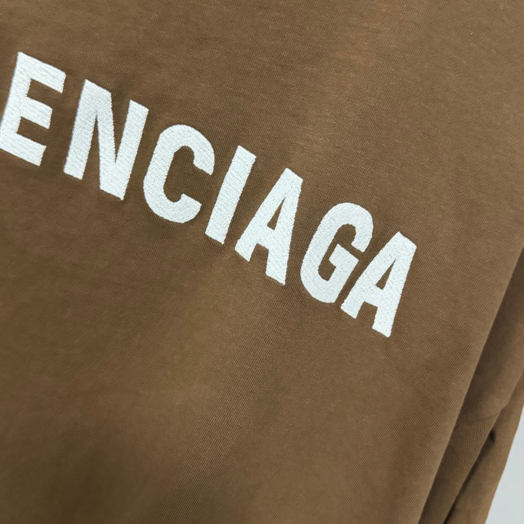 Balenciaga 巴黎世家 经典字母logo圆领短袖 上衣 T恤 夏季 棕色 A0