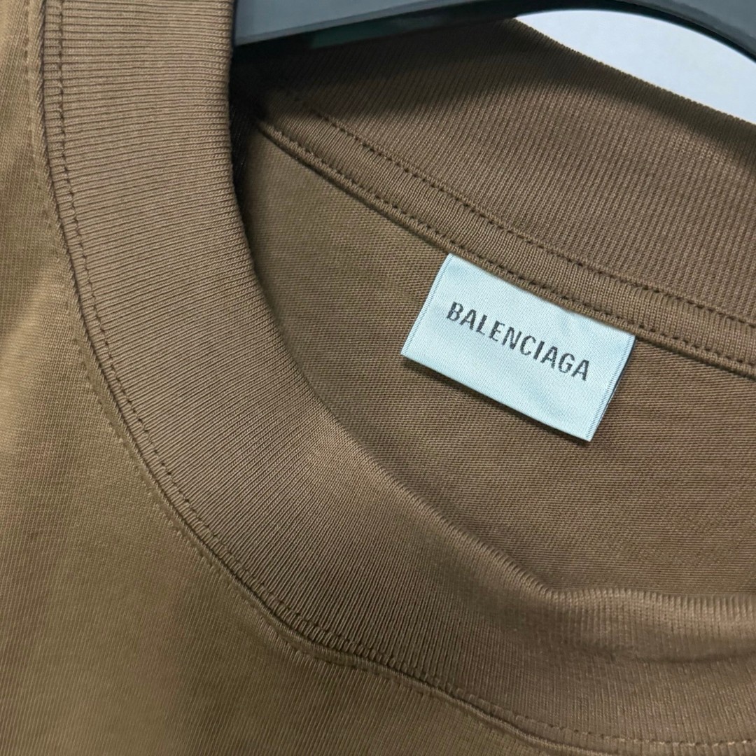 Balenciaga 巴黎世家 经典字母logo圆领短袖 上衣 T恤 夏季 棕色 A0