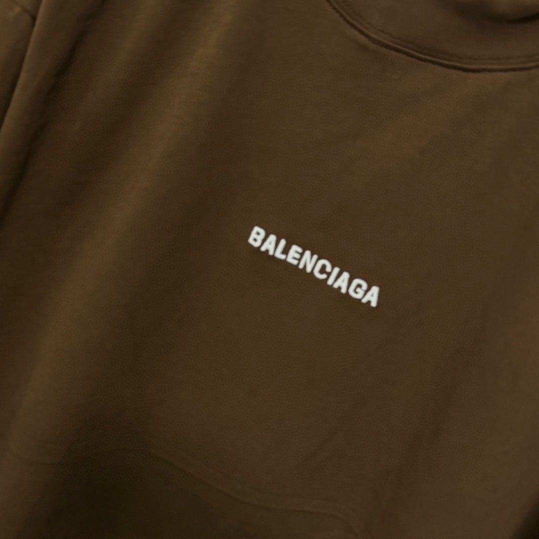 Balenciaga 巴黎世家 经典字母logo圆领短袖 上衣 T恤 夏季 棕色 A0