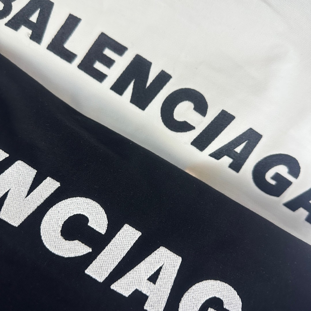 Balenciaga 巴黎世家 经典字母logo圆领短袖 上衣 T恤 夏季 白色 黑色 A0
