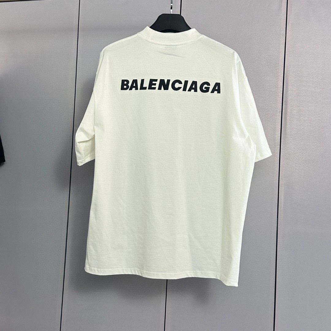 Balenciaga 巴黎世家 经典字母logo圆领短袖 上衣 T恤 夏季 白色 黑色 A0