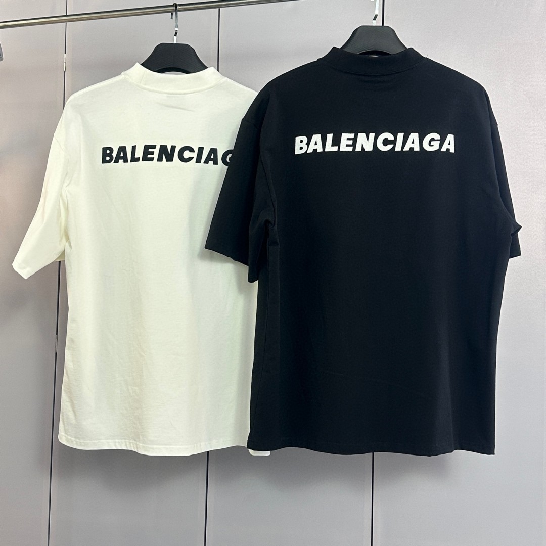 Balenciaga 巴黎世家 经典字母logo圆领短袖 上衣 T恤 夏季 白色 黑色 A0