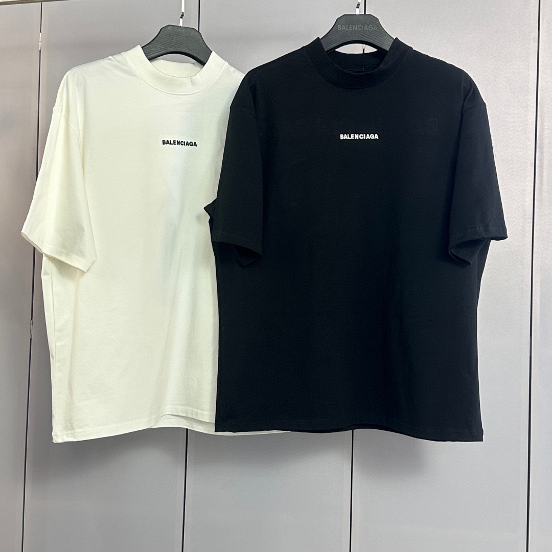 Balenciaga 巴黎世家 经典字母logo圆领短袖 上衣 T恤 夏季 白色 黑色 A0