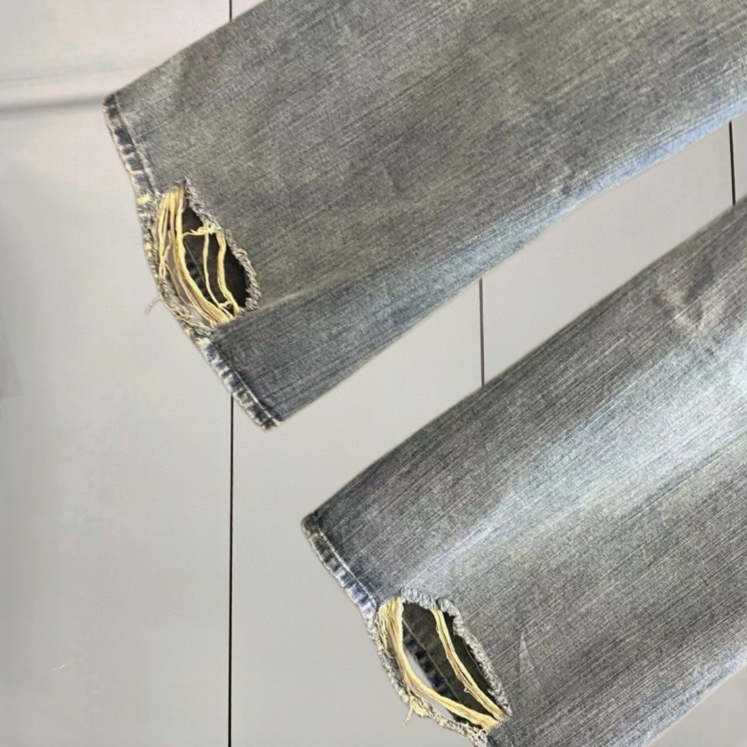 Balenciaga 巴黎世家 水洗破坏喇叭牛仔裤 长裤 裤子 蓝色 B0 
