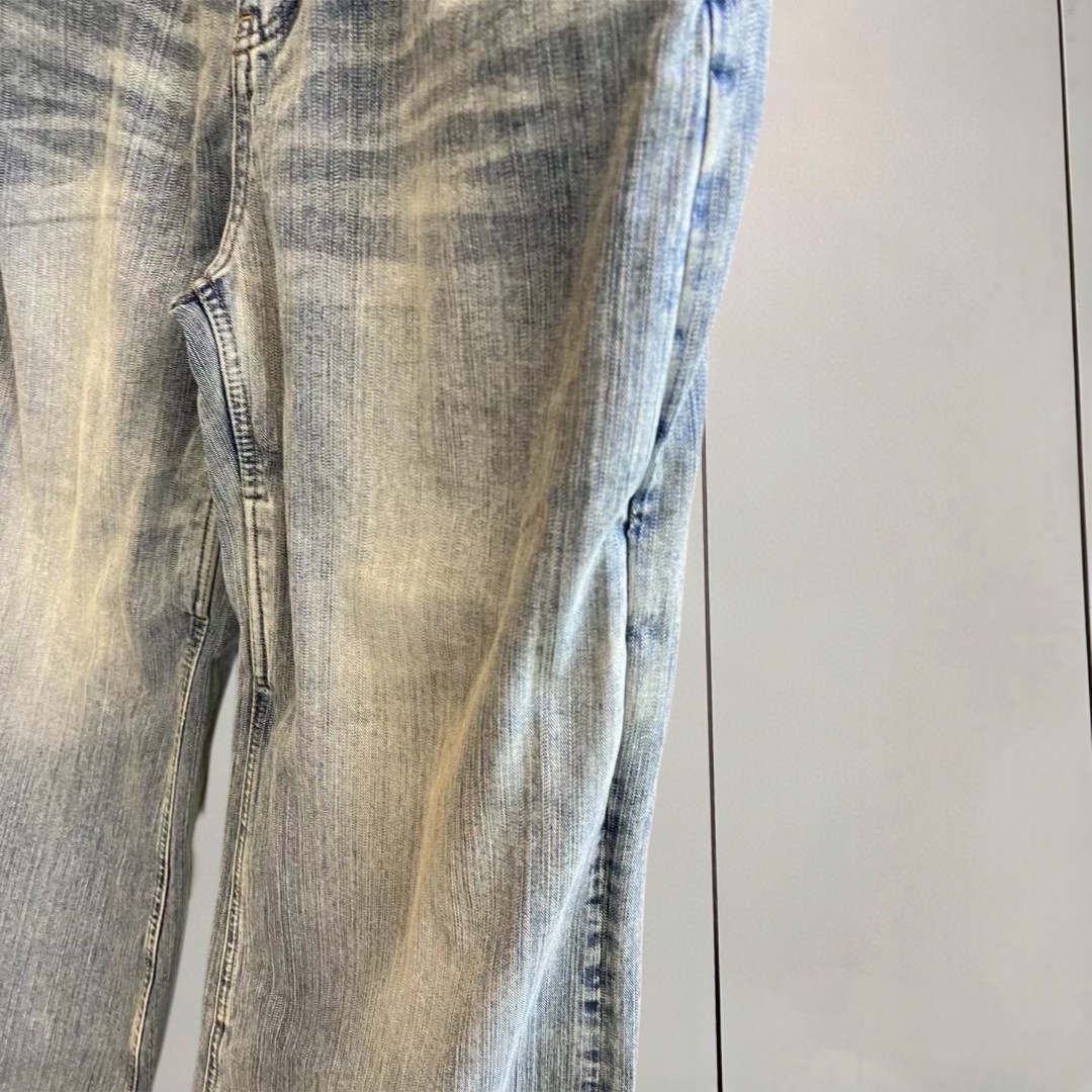 Balenciaga 巴黎世家 水洗破坏喇叭牛仔裤 长裤 裤子 蓝色 B0 