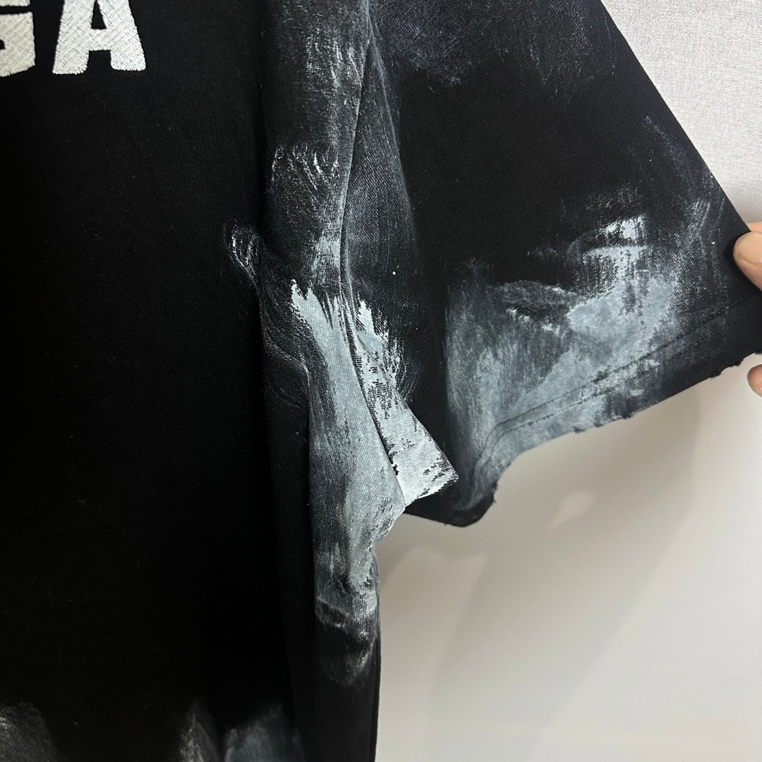 Balenciaga 巴黎世家 刺绣logo涂鸦圆领短袖 T恤 圆领 夏季 黑色 A0