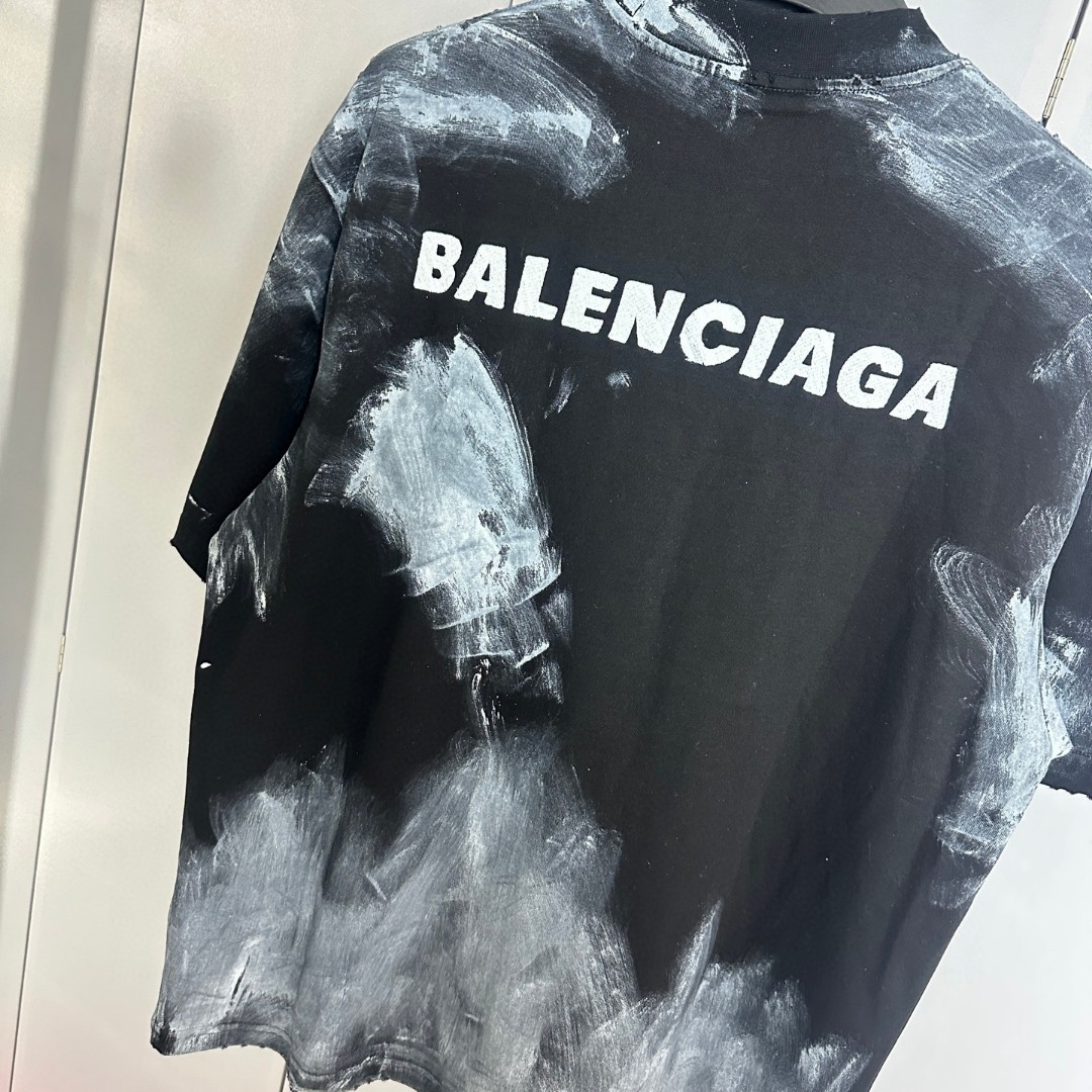 Balenciaga 巴黎世家 刺绣logo涂鸦圆领短袖 T恤 圆领 夏季 黑色 A0