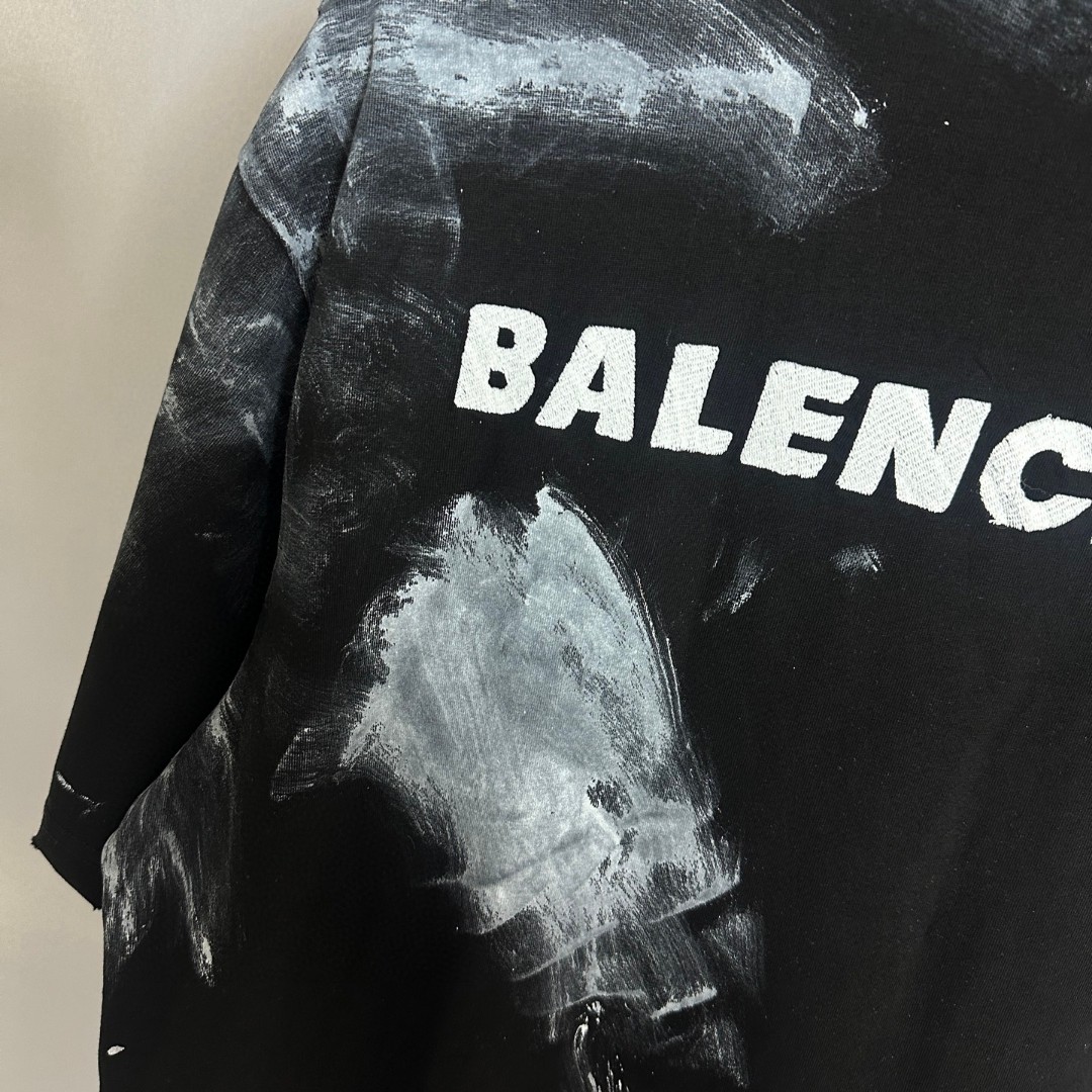 Balenciaga 巴黎世家 刺绣logo涂鸦圆领短袖 T恤 圆领 夏季 黑色 A0