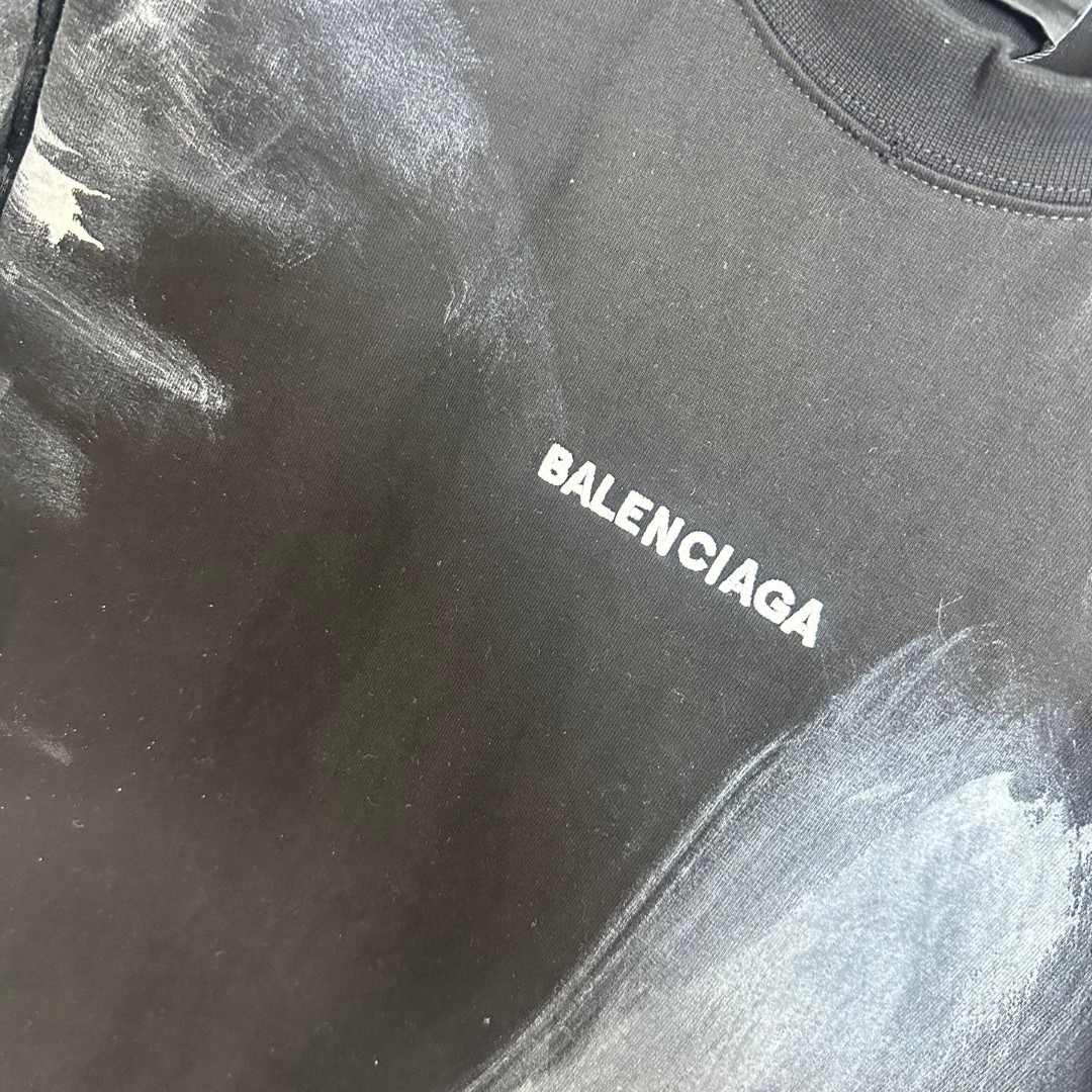 Balenciaga 巴黎世家 刺绣logo涂鸦圆领短袖 T恤 圆领 夏季 黑色 A0