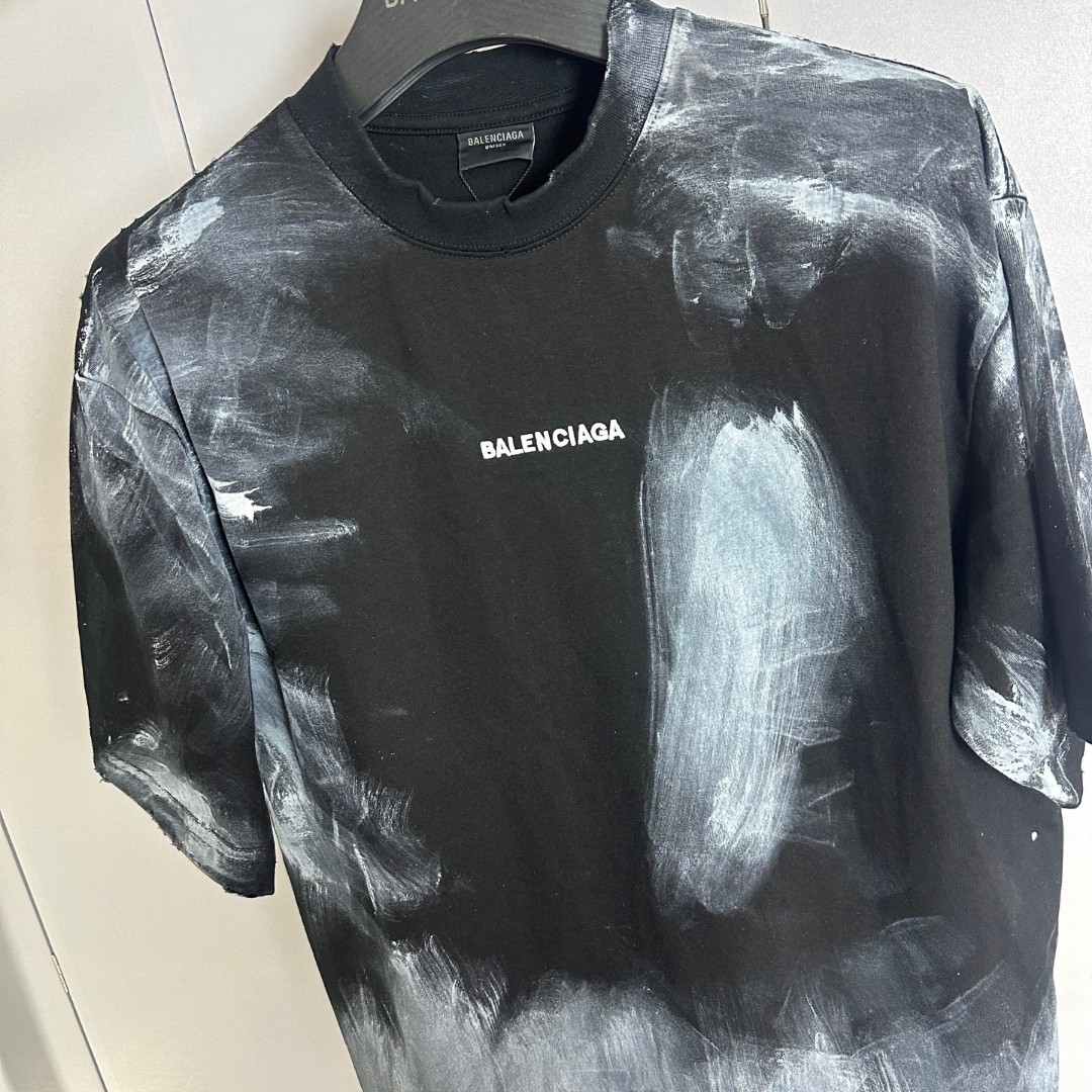 Balenciaga 巴黎世家 刺绣logo涂鸦圆领短袖 T恤 圆领 夏季 黑色 A0
