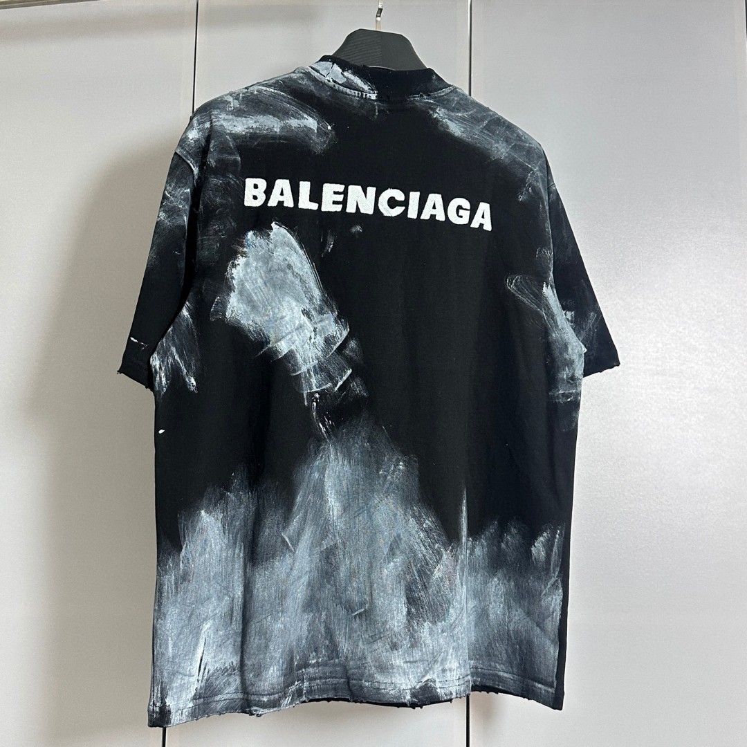 Balenciaga 巴黎世家 刺绣logo涂鸦圆领短袖 T恤 圆领 夏季 黑色 A0