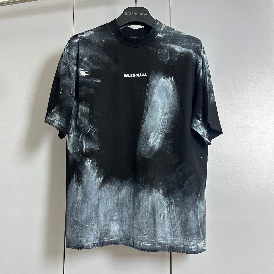 Balenciaga 巴黎世家 刺绣logo涂鸦圆领短袖 T恤 圆领 夏季 黑色 A0