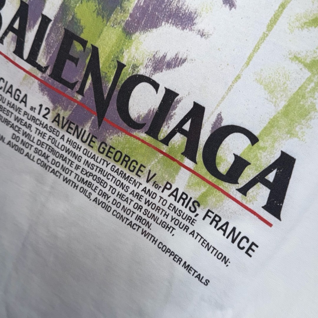 Balenciaga 巴黎世家 花卉印花圆领短袖 T恤 圆领 夏季 白色 A0 764235TUV079000