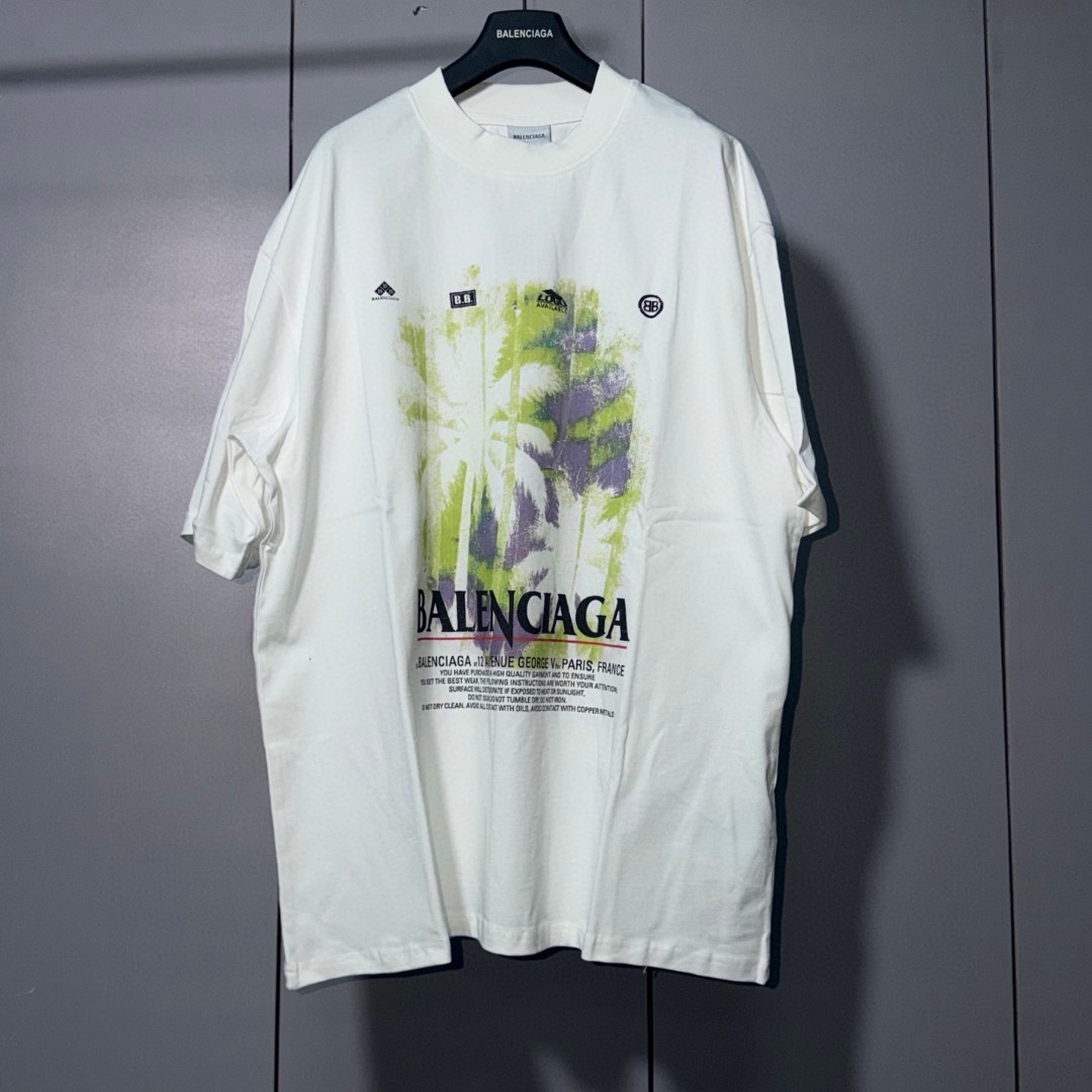 Balenciaga 巴黎世家 花卉印花圆领短袖 T恤 圆领 夏季 白色 A0 764235TUV079000