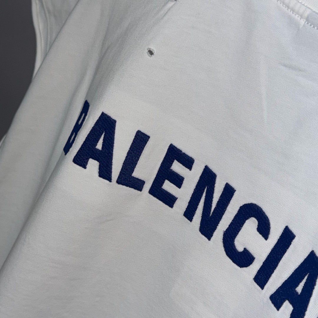 Balenciaga 巴黎世家 破洞经典字母logo无袖上衣 背心 短袖 T恤 夏季 白色 黑色 A0