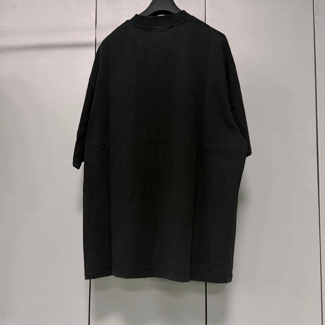 Balenciaga 巴黎世家 古尔奈店直喷印花圆领短袖 T恤 圆领 夏季 黑色 A0 764235TUVO61041