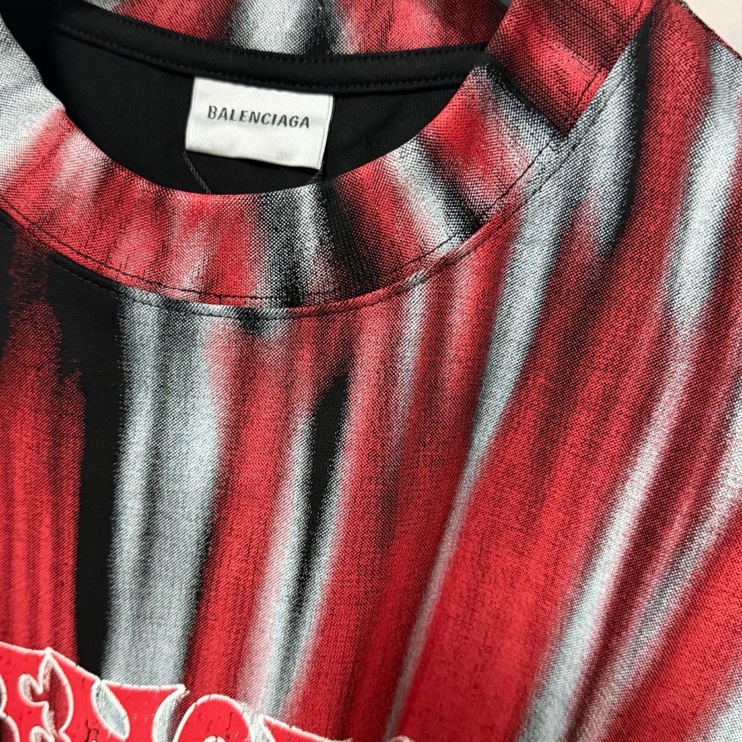 Balenciaga 巴黎世家 渐变扎染海带热浪圆领短袖 上衣 T恤 夏季 黄色 红色 A0 764235TUVP49000