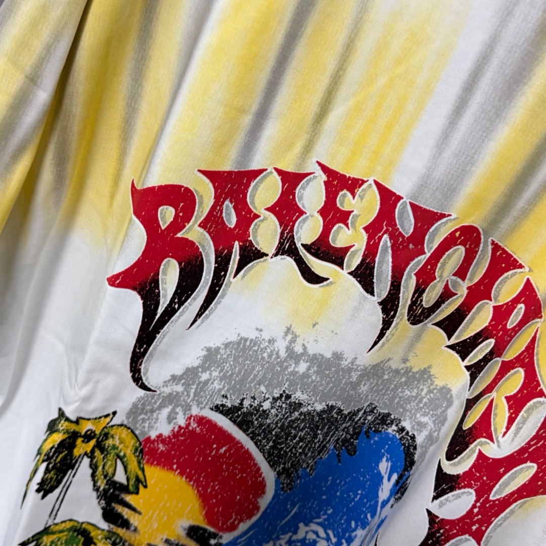 Balenciaga 巴黎世家 渐变扎染海带热浪圆领短袖 上衣 T恤 夏季 黄色 红色 A0 764235TUVP49000