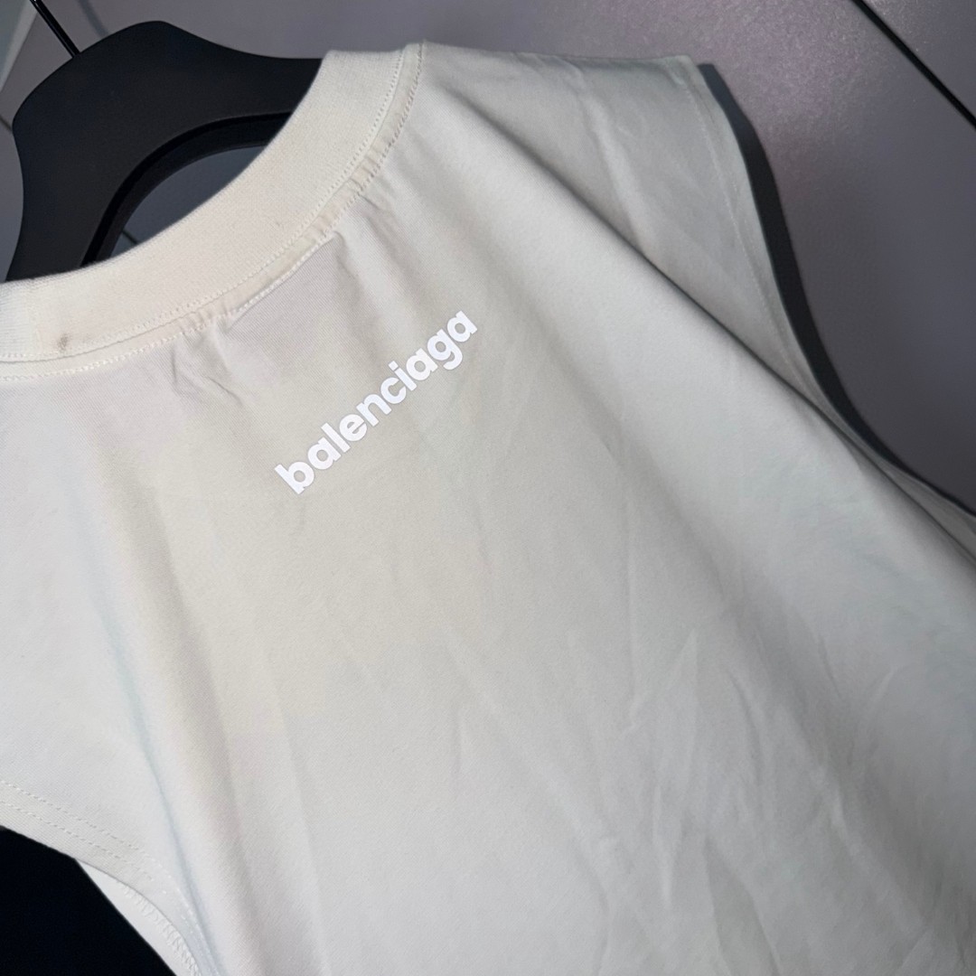 Balenciaga 巴黎世家 3M反光印花无袖上衣 背心 短袖 T恤 夏季 白色 黑色 A0