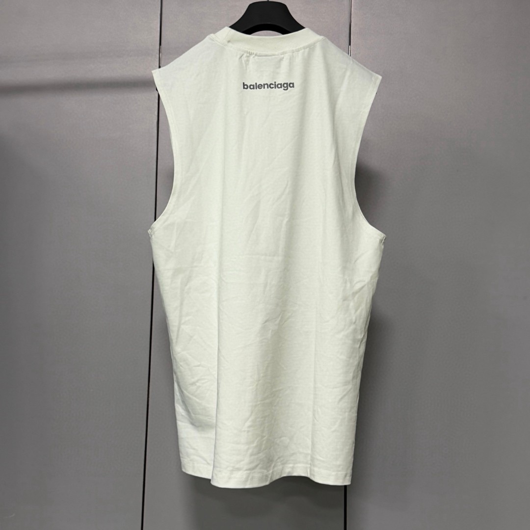 Balenciaga 巴黎世家 3M反光印花无袖上衣 背心 短袖 T恤 夏季 白色 黑色 A0