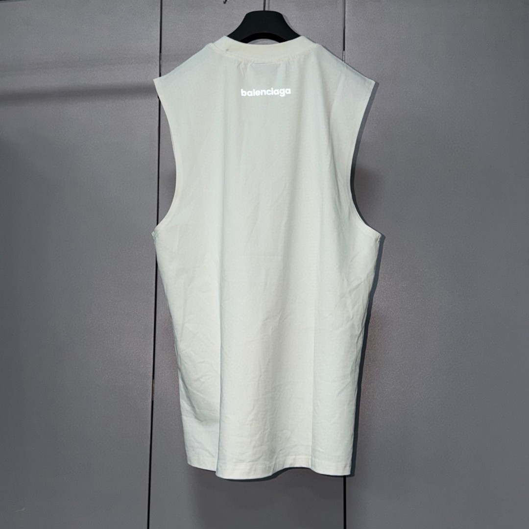 Balenciaga 巴黎世家 3M反光印花无袖上衣 背心 短袖 T恤 夏季 白色 黑色 A0