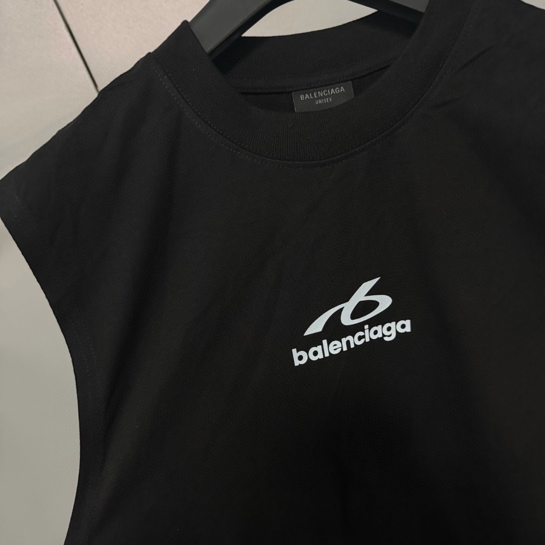 Balenciaga 巴黎世家 3M反光印花无袖上衣 背心 短袖 T恤 夏季 白色 黑色 A0